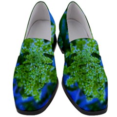 Lime Green Sumac Bloom Women s Chunky Heel Loafers