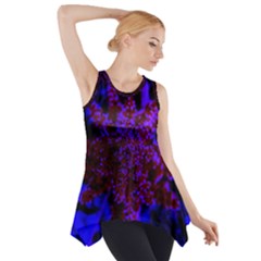 Maroon And Blue Sumac Bloom Side Drop Tank Tunic by okhismakingart