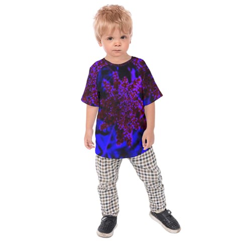 Maroon And Blue Sumac Bloom Kids  Raglan Tee by okhismakingart