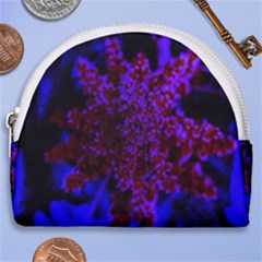 Maroon And Blue Sumac Bloom Horseshoe Style Canvas Pouch by okhismakingart