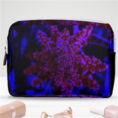 Maroon And Blue Sumac Bloom Make Up Pouch (medium) by okhismakingart