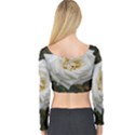 White Angular Rose Long Sleeve Crop Top View2