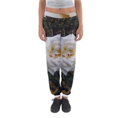 White Angular Rose Women s Jogger Sweatpants by okhismakingart