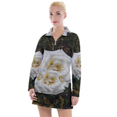 White Angular Rose Women s Hoodie Dress