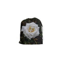 White Angular Rose Drawstring Pouch (xs)