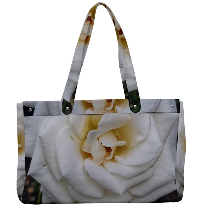 White Angular Rose Canvas Work Bag