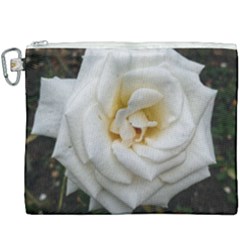 White Angular Rose Canvas Cosmetic Bag (xxxl) by okhismakingart