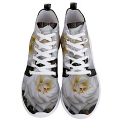 White Angular Rose Men s Lightweight High Top Sneakers by okhismakingart