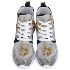 White Angular Rose Women s Lightweight High Top Sneakers by okhismakingart