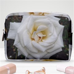 White Angular Rose Make Up Pouch (medium) by okhismakingart