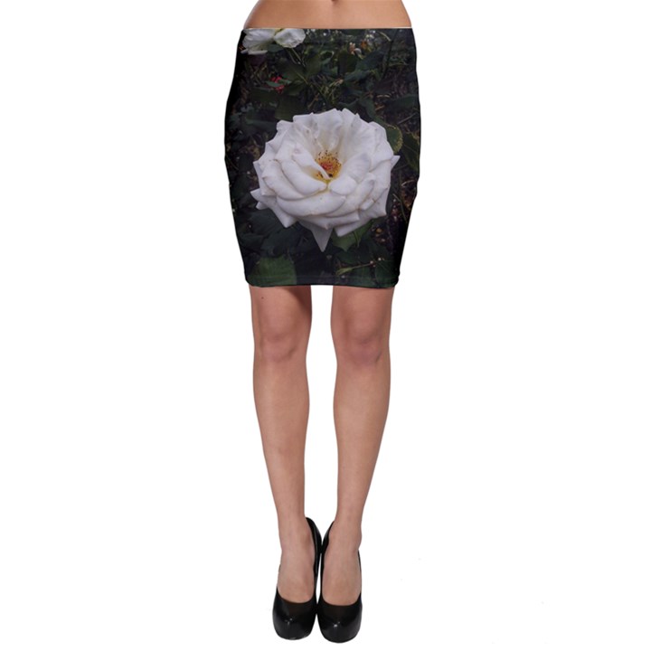 White Smooth Rose Bodycon Skirt