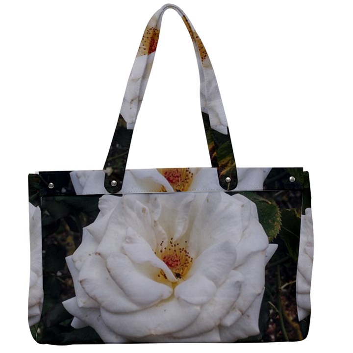 White Smooth Rose Canvas Work Bag