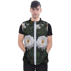 White Smooth Rose Men s Puffer Vest by okhismakingart