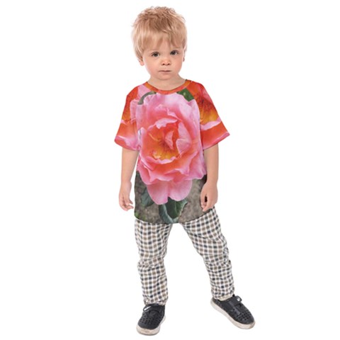 Pink Rose Kids  Raglan Tee by okhismakingart