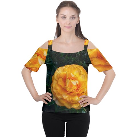 Yellow Rose Cutout Shoulder Tee by okhismakingart