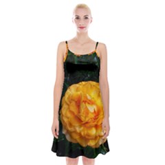 Yellow Rose Spaghetti Strap Velvet Dress by okhismakingart