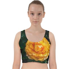 Yellow Rose Velvet Racer Back Crop Top by okhismakingart