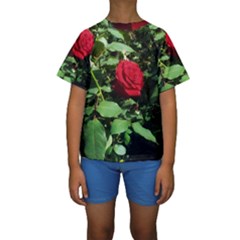 Deep Red Rose Kids  Short Sleeve Swimwear by okhismakingart