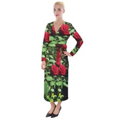 Deep Red Rose Velvet Maxi Wrap Dress by okhismakingart