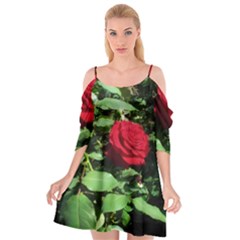 Deep Red Rose Cutout Spaghetti Strap Chiffon Dress by okhismakingart