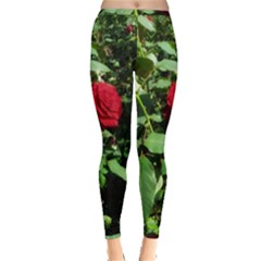 Deep Red Rose Inside Out Leggings by okhismakingart