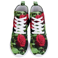 Deep Red Rose Women s Lightweight High Top Sneakers by okhismakingart