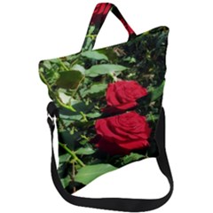 Deep Red Rose Fold Over Handle Tote Bag by okhismakingart