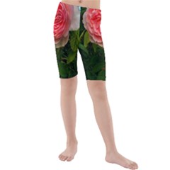 Complex Pink Rose Kids  Mid Length Swim Shorts by okhismakingart