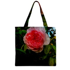 Complex Pink Rose Zipper Grocery Tote Bag by okhismakingart