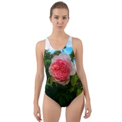 Complex Pink Rose Cut-out Back One Piece Swimsuit by okhismakingart