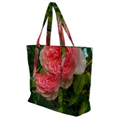 Complex Pink Rose Zip Up Canvas Bag