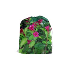 Purple Park Flowers Drawstring Pouch (medium) by okhismakingart