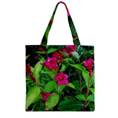 Purple Park Flowers Zipper Grocery Tote Bag by okhismakingart