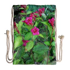 Purple Park Flowers Drawstring Bag (large) by okhismakingart