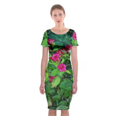 Purple Park Flowers Classic Short Sleeve Midi Dress by okhismakingart