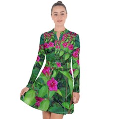 Purple Park Flowers Long Sleeve Panel Dress by okhismakingart