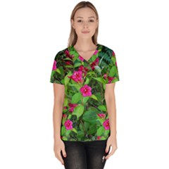 Purple Park Flowers Women s V-neck Scrub Top by okhismakingart