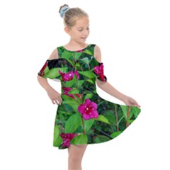 Purple Park Flowers Kids  Shoulder Cutout Chiffon Dress by okhismakingart