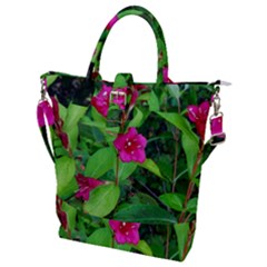 Purple Park Flowers Buckle Top Tote Bag by okhismakingart