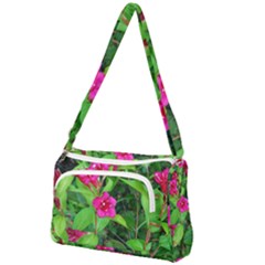 Purple Park Flowers Front Pocket Crossbody Bag