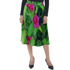 Purple Park Flowers Classic Velour Midi Skirt  by okhismakingart