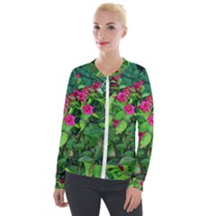 Purple Park Flowers Velour Zip Up Jacket