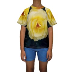 Pale Yellow Rose Kids  Short Sleeve Swimwear by okhismakingart