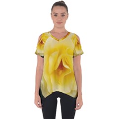 Pale Yellow Rose Cut Out Side Drop Tee by okhismakingart