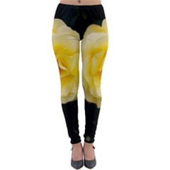 Pale Yellow Rose Lightweight Velour Leggings by okhismakingart