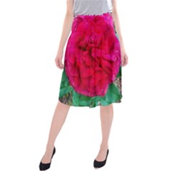 Folded Red Rose Midi Beach Skirt by okhismakingart