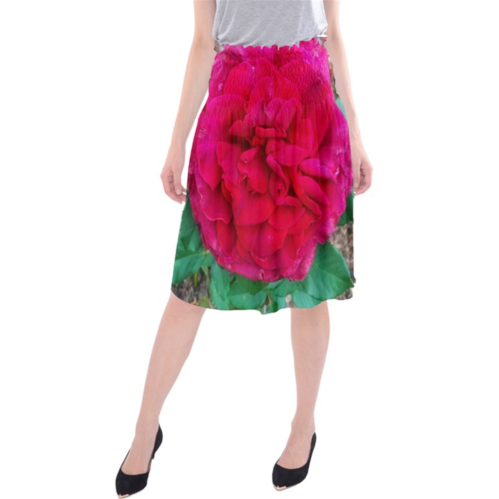 Folded Red Rose Midi Beach Skirt