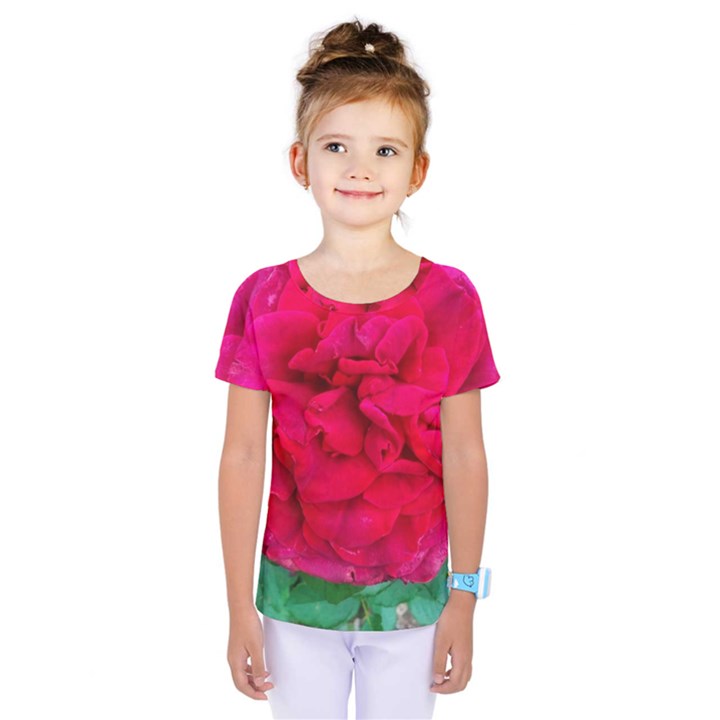 Folded Red Rose Kids  One Piece Tee