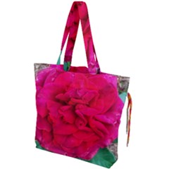 Folded Red Rose Drawstring Tote Bag by okhismakingart