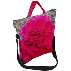 Folded Red Rose Fold Over Handle Tote Bag by okhismakingart